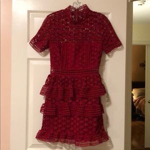 Red star lace dress